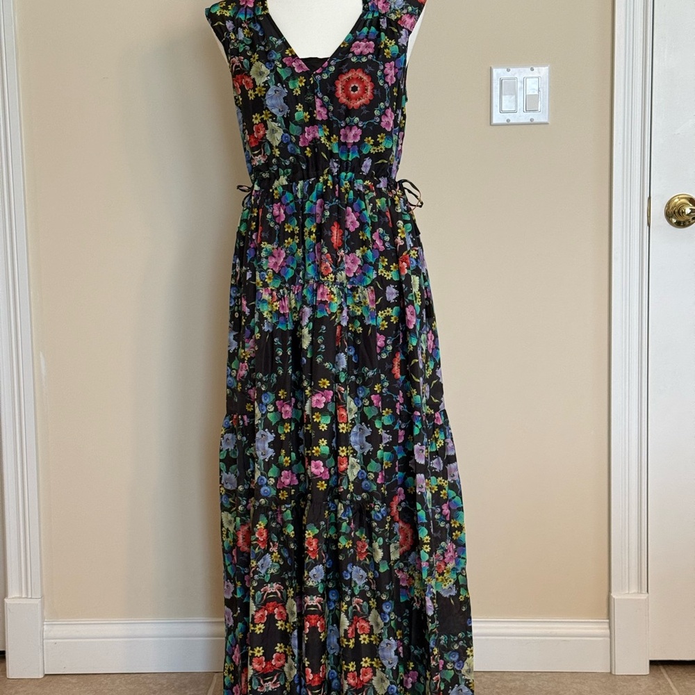 Johnny Was Black Floral Maxi Dress